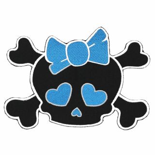 Backpatch - Skull with heart & bows - azul
