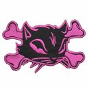 Aufn&auml;her XL - Katzenkopf mit Knochen - rosa-schwarz...
