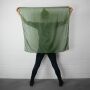 Baumwolltuch - grün Lurex silber - quadratisches Tuch