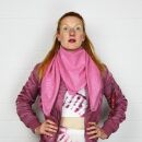 Baumwolltuch - pink Lurex silber - quadratisches Tuch