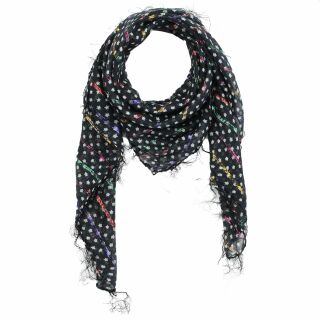 Pañuelo de algodón - Estrellas 0,7 cm negro - blanca Lúrex multicolor - Pañuelo cuadrado para el cuello