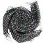 Sciarpa di cotone - stelle 0,7 cm nero - bianco lurex multicolore - foulard quadrato