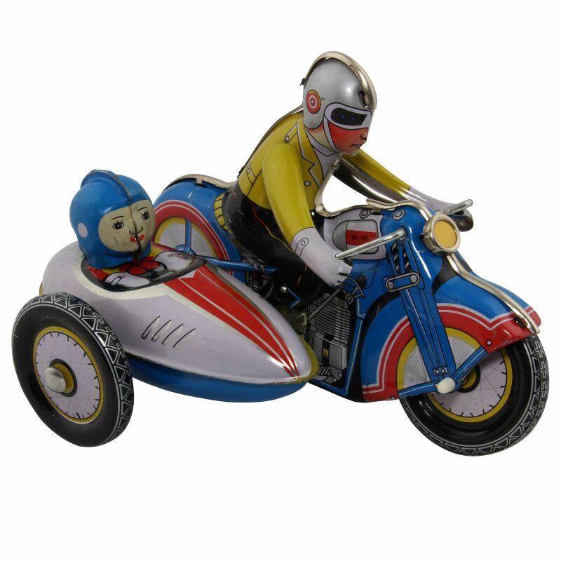 Motorrad mit Beiwagen Blechspielzeug