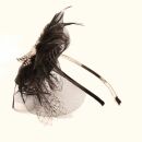 Alice band with feather 05 - black-grey