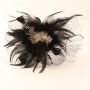 Diadema para el cabello con pluma 05- negro-gris