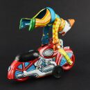 Blechspielzeug - Clown auf Motorrad - aus Blech