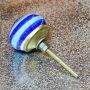 Pomo puerta de ceramica shabby chic - A rayas - azul marino-azul claro