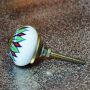 Ceramic door knob shabby chic - Flower 08 - green-red