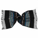 Shawl - black 1 - Indian pattern with fringes - 70x190 cm