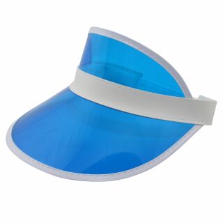Visor Cap - Retro Schildkappe - 80s Poker Schildmütze blau-weiß