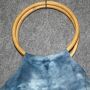 Bolsa de tela - Bambú Madera Asa - Tie dye-Batik - azul - Bolsa de mano