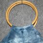Borsa in tessuto Maniglia in legno Calze Tie dye-Batik blu Borsa in tessuto