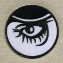 Aufnäher - Clockwork - Auge weiß-schwarz 6 cm - Sticker
