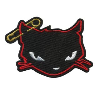 Aufnäher - Schwarze Katze - Katze mit Sicherheitsnadel - Patch