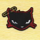 Aufnäher - Schwarze Katze - Katze mit Sicherheitsnadel - Patch