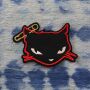 Aufnäher - Schwarze Katze - Katze mit Sicherheitsnadel - Patch