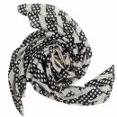 Sciarpa di cotone - teschio rotondo grande - faccia spaventosa - teschio - bianco - nero - foulard quadrato