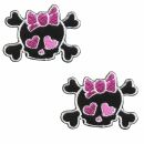 Patch - Skull with hearts - small pink - Set of 2