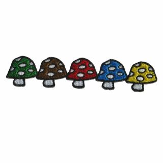 Patch - Cinque funghi - verde-marrone-rosso-blu-giallo - toppa