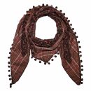 Scarf triangular - Flower pattern 3 - brown - ocher - red