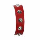 Leather bracelet with studs - Bracelet with spiked rivets 1-row - red