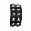 Leather bracelet with studs - Bracelet with spiked rivets 2-row - black