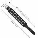 Leather bracelet with studs - Bracelet with spiked rivets 2-row - black