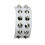 Leather bracelet with studs - Bracelet with spiked rivets 2-row - white