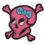 Patch - Skull with bones and blue ribbon