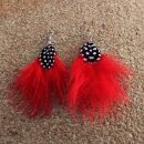 Feather Earrings 1 large > red