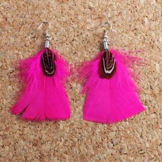 Pendientes con plumas 1 medio > rosa