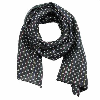 Baumwolltuch - Sterne 0,7 cm schwarz - wei&szlig; Lurex mehrfarbig - rechteckiger Schal