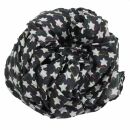 Cotton scarf - Stars 1,5 cm black - white Lurex multi-coloured - Rectangular scarf