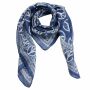 Cotton Scarf - Peace sign pattern 7,3 cm blue - squared kerchief