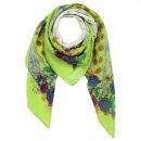 Cotton Scarf - Flowers 2 green light - squared kerchief