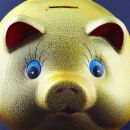 Spardose - Glücksschwein groß - gold - Schwein