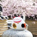 Roundish lucky cat - Maneki Neko - Waving cat - 8 cm - white