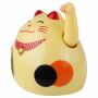 Agitando gato chino - Maneki neko - redondo gato - 8 cm - beige