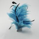 Hair comb with feather 01 - blue light-black