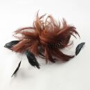 Pinza de pelo - Broche con y pluma - marrón-negro