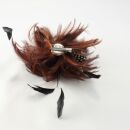 Hair clip - Pin with feather - brown-black