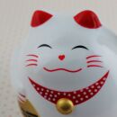 Agitando gato chino - Maneki neko - redondo gato - 11 cm - blanco