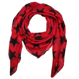 Baumwolltuch - Sterne 8 cm rot - schwarz - quadratisches Tuch
