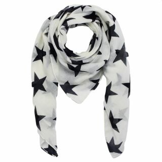 Baumwolltuch - Sterne 8 cm weiß - schwarz - quadratisches Tuch