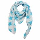 Sciarpa di cotone - stella 8 cm bianco - blu-luce - foulard quadrato