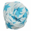 Sciarpa di cotone - stella 8 cm bianco - blu-luce - foulard quadrato