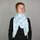 Sciarpa di cotone - stella 8 cm bianco - blu-luce - foulard quadrato