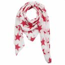 Sciarpa di cotone - stella 8 cm bianco - rosa-rosso magenta - foulard quadrato