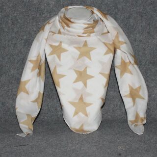 Baumwolltuch - Sterne 8 cm weiß - braun - quadratisches Tuch