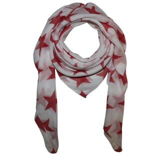 Baumwolltuch - Sterne 8 cm weiß - rot - ziegelrot - quadratisches Tuch